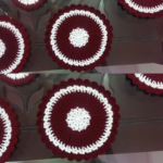 7 Pieces Maroon & White Cotton Table Mat Set 9 Inch with 3.5 Inch Coaster | Handmade Dining Placemat | MNK Shop - Image 3