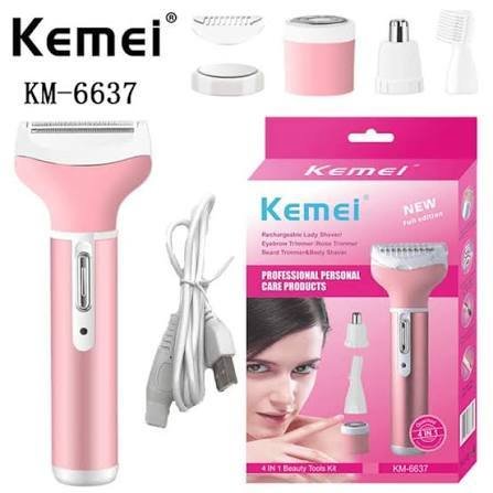 35b90587e6981ea868f8fe5eb20e87e3_2200x2200q80 Kemei KM-6637 4-in-1 Rechargeable Lady Shaver | Women's Multi-Functional Grooming Kit - Image 1