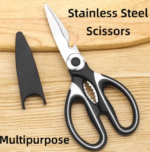 Multi-Functional Stainless Steel Kitchen Scissors | Nutcracker & Bottle Opener | Heavy Duty Kitchen Shears with Safety Sheath | MNK SHOP - Image 4