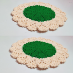4 Pieces Off White & Green Crochet Table Mat Set 8.5 Inch & 10.5 Inch Handmade Dining Placemat | MNK Shop - Image 8
