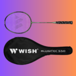 Wish Alumtec 550 Badminton Racket - Metallic Olive Green Shaft, Black Frame, Pre-Strung, Black Non-Slip Grip, Oval Zipper Head Bag | উইশ অ্যালুমটেক ৫৫০ ব্যাডমিন্টন র‍্যাকেট | MNK SHOP - Image 4