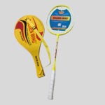 Golden Wing Max 888 Single Badminton Racket - Glossy Neon Yellow Body, White Nylon String, White Ribbed Cushion Grip, Full Zipper Cover Bag with Travel Strap | গোল্ডেন উইং ম্যাক্স ৮৮৮ ব্যাডমিন্টন র‍্যাকেট সিঙ্গেল এলিট প্যাক | MNK SHOP - Image 3