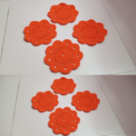 6 Pieces Full Red Crochet Table Mat Set 7 Inch & 9.5 Inch Handmade Dining Placemat | MNK Shop - Image 4