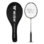 Wish Alumtec 550 Badminton Racket - Metallic Olive Green Shaft, Black Frame, Pre-Strung, Black Non-Slip Grip, Oval Zipper Head Bag | উইশ অ্যালুমটেক ৫৫০ ব্যাডমিন্টন র‍্যাকেট | MNK SHOP