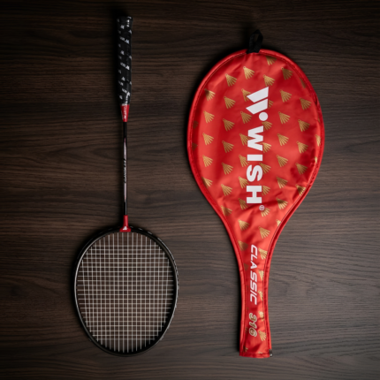 Wish Classic 316 Alumtec Series Badminton Racket - Glossy Black Frame, Red Metallic T-Joint, Pre-Strung, Oval Zipper Head Bag | উইশ ক্লাসিক ৩১৬ অ্যালুমটেক সিরিজ ব্যাডমিন্টন র‍্যাকেট | MNK SHOP