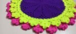 1 Piece 10 Inch Pink, Yellow & Navy Blue Handmade Cotton Crochet Table Mat | Round Dining Placemat | MNK Shop - Image 7