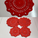 6 Pieces Full Red Crochet Table Mat Set 7 Inch & 9.5 Inch Handmade Dining Placemat | MNK Shop - Image 8