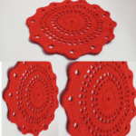 6 Pieces Full Red Crochet Table Mat Set 7 Inch & 9.5 Inch Handmade Dining Placemat | MNK Shop - Image 5