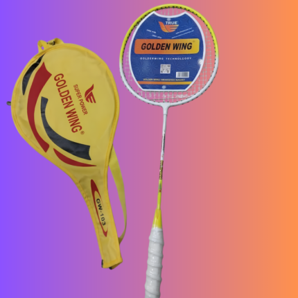 Golden Wing 103 Super Power Series Single Badminton Racket - White Frame Neon Yellow Black Shaft, White Ribbed Grip, Full Zipper Cover Bag | গোল্ডেন উইং ১০৩ সুপার পাওয়ার সিঙ্গেল এলিট প্যাক | MNK SHOP