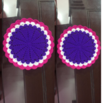 7 Pieces Navy Blue, Pink & White Crochet Table Mat Set with 26 Inch Table Runner | Handmade Dining Placemat | MNK Shop - Image 4