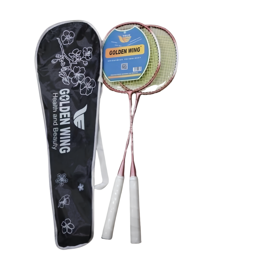 a41aa0593bde6447d556ee192b933d8f_2200x2200q80 Golden Wing 206 Flower Edition Badminton Racket Pair Set (2 Pcs) - Metallic Rose Gold Pink, Health and Beauty Series, Zipper Cover Bag | গোল্ডেন উইং ২০৬ ফ্লাওয়ার এডিশন ব্যাডমিন্টন র্যাকেট জোড়া সেট | MNK SHOP - Image 1