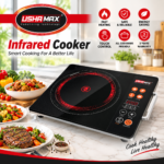 1 Piece Usha Max Infrared Cooker | Black Crystal Glass with Side Carrying Handles & Digital Display | MNK SHOP