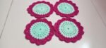 6 Pieces Turquoise & Hot Pink Crochet Table Mat Set 7 Inch & 9 Inch Handmade Dining Placemat | MNK Shop - Image 4