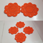 6 Pieces Full Red Crochet Table Mat Set 7 Inch & 9.5 Inch Handmade Dining Placemat | MNK Shop