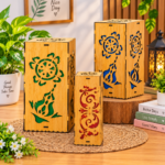 3 Pcs Wooden Lantern Set | ৩টি কাঠের ক্যালিগ্রাফি লণ্ঠন | MNK SHOP - Image 2