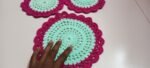 6 Pieces Turquoise & Hot Pink Crochet Table Mat Set 7 Inch & 9 Inch Handmade Dining Placemat | MNK Shop - Image 3