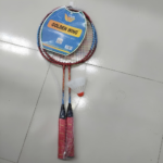 Golden Wing 101 Medium Size Badminton Racket Pair Set (2 Pcs) - Dark Red Blue Stripe Frame, Pre-Strung, with Cable Cover & Free Plastic Shuttlecock | গোল্ডেন উইং ১০১ মাঝারি সাইজ ব্যাডমিন্টন র‍্যাকেট জোড়া সেট | MNK SHOP - Image 3
